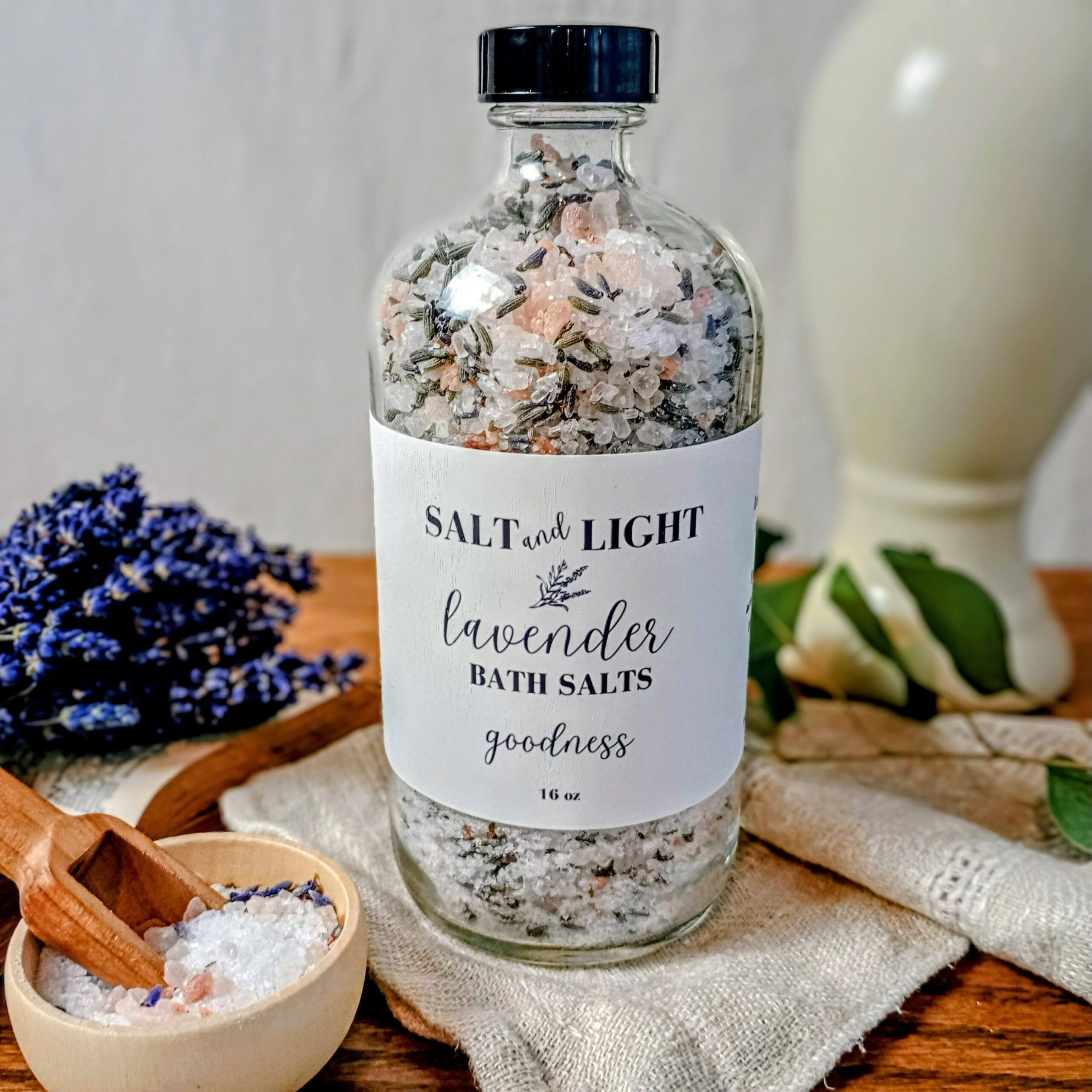 Peace Lavender Bath Salts 16 oz jar from the Abide Collection