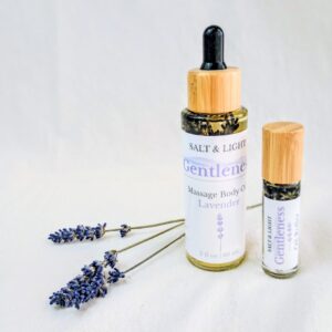 Gentleness Lavender Massage Oil (2 oz & 10 ml Roller) – Rooted + Rested Collection